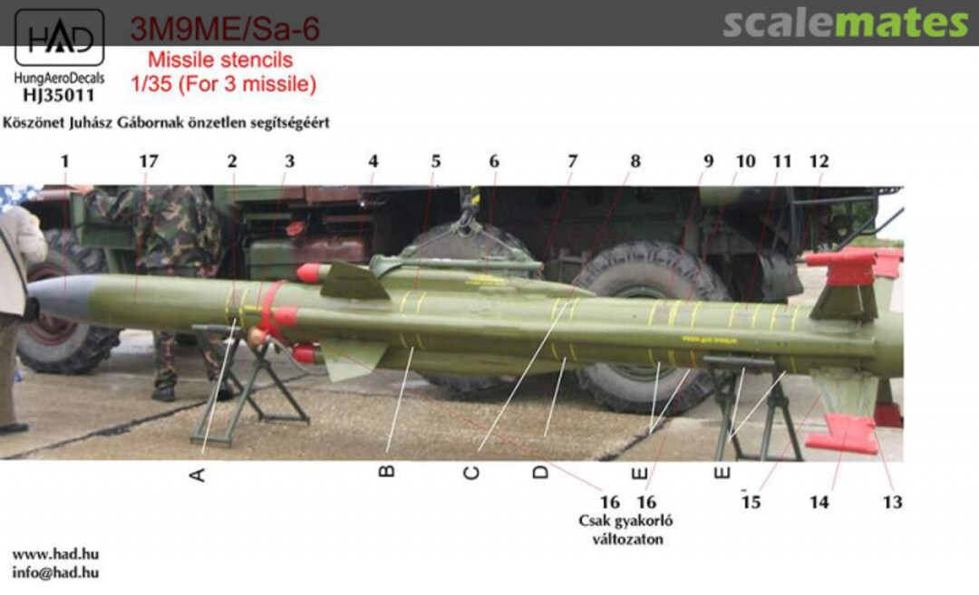 Boxart 3M9ME/Sa-6 Missile - Stencils 035011 HADmodels 