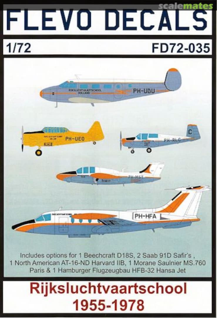 Boxart Rijksluchtvaartschool 1955-1978 FD72-035 Flevo Decals