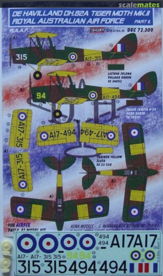 Boxart De Havilland DH.82A Tiger Moth Mk.II DEC72309 Kora Models