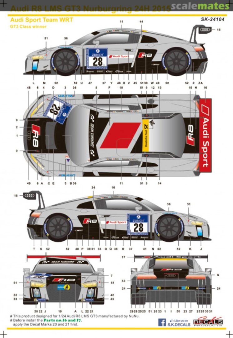 Boxart Audi R8 LMS GT3 Nurburgring 24H 2015 SK-24104 SK Decals