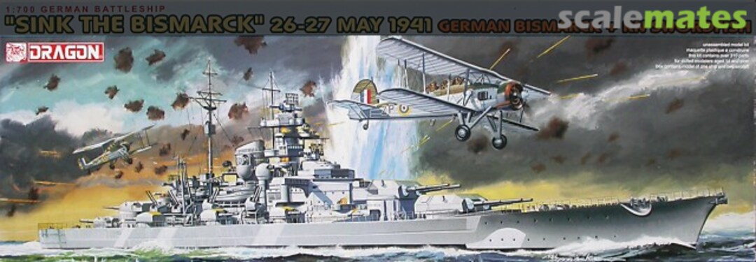 Boxart German Bismarck + RN Swordfish 7125 Dragon