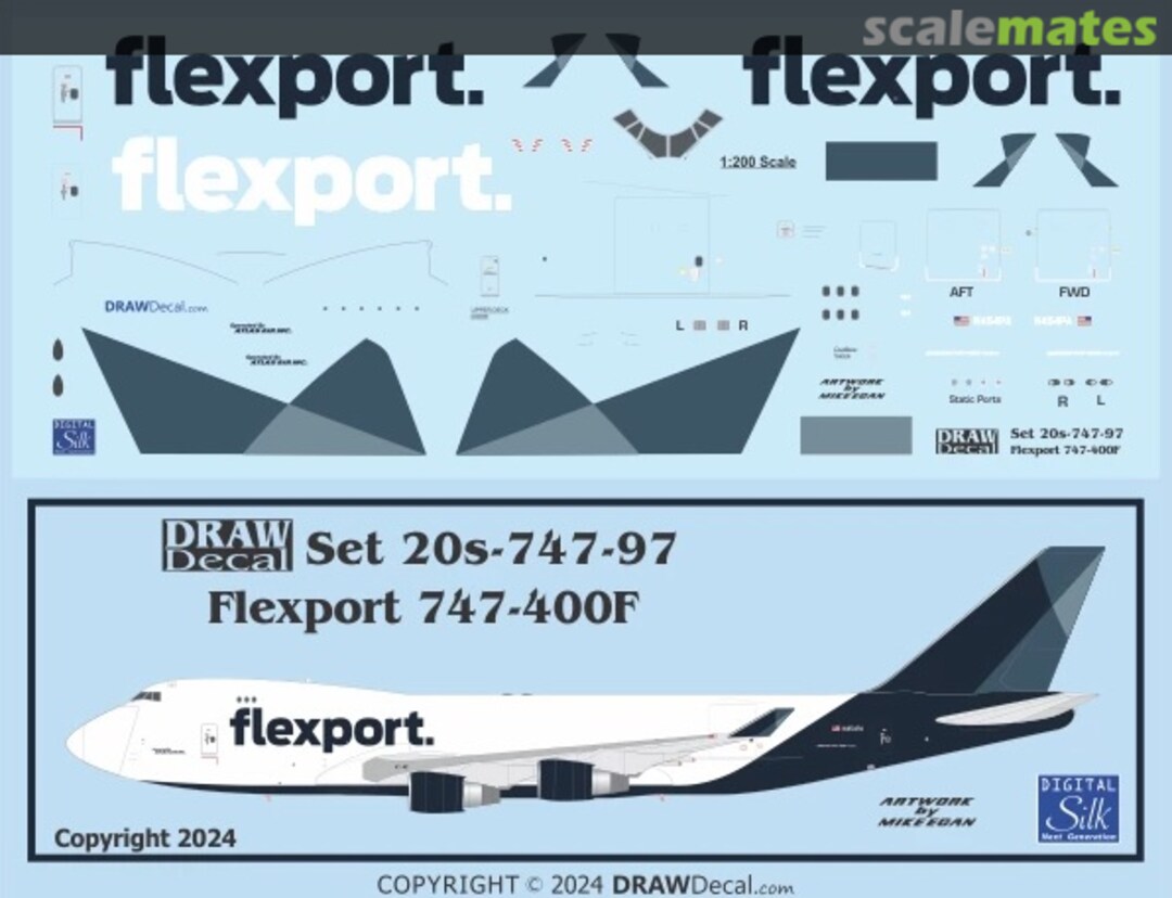 Boxart Atlas Air Flexport 747-400F 20-747-97 Draw Decal