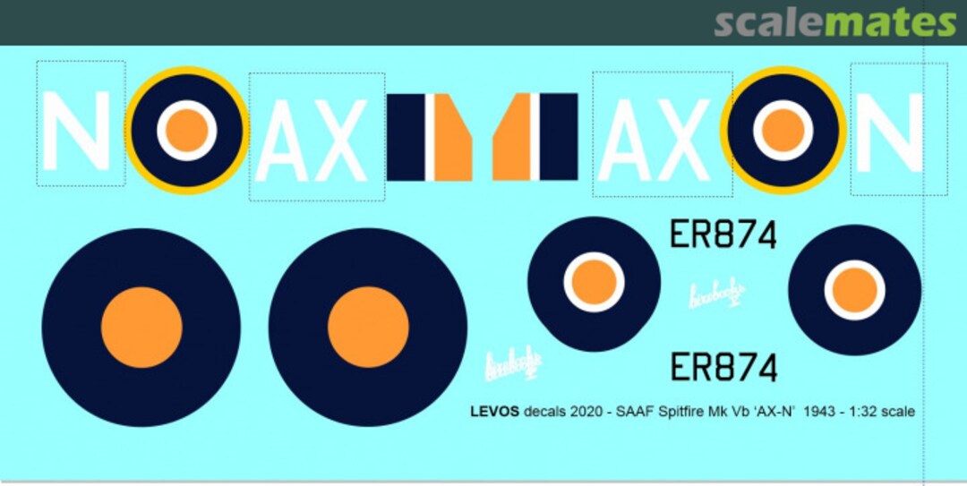 Boxart SAAF Spitfire Mk.Vb 'AX-N' 1943  Levos Decals