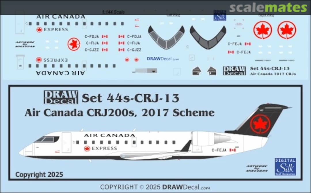 Boxart Air Canada 2017 Scheme CRJ200s 44-CRJ-13 Draw Decal