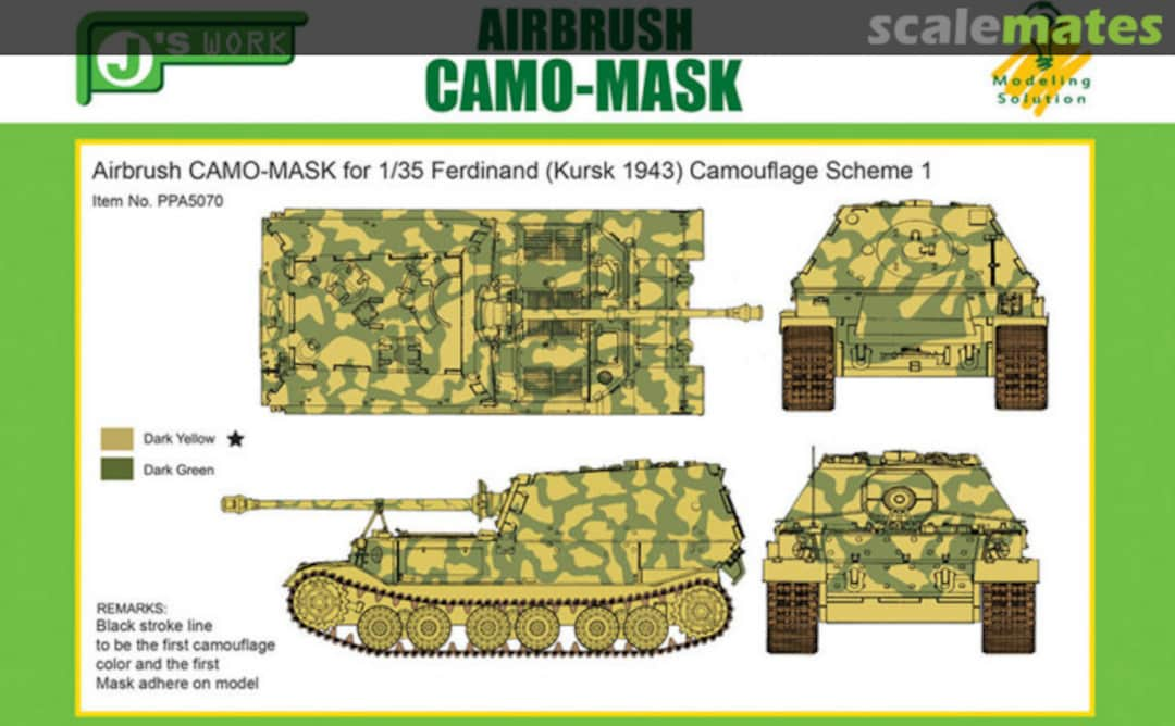 Boxart Airbrush Camo-Mask Ferdinand (Kursk 1943) Scheme 1 PPA5070 J's Work