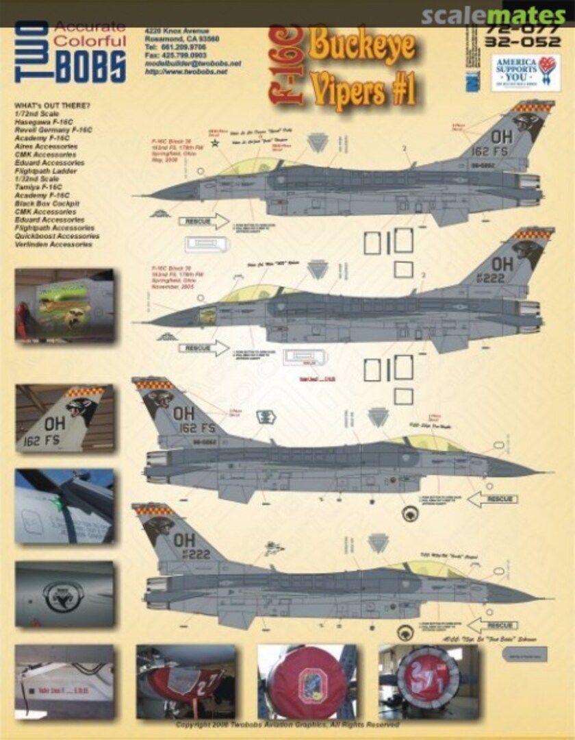 Boxart F-16C Buckeye Vipers #1 72-077 TwoBobs Aviation Graphics