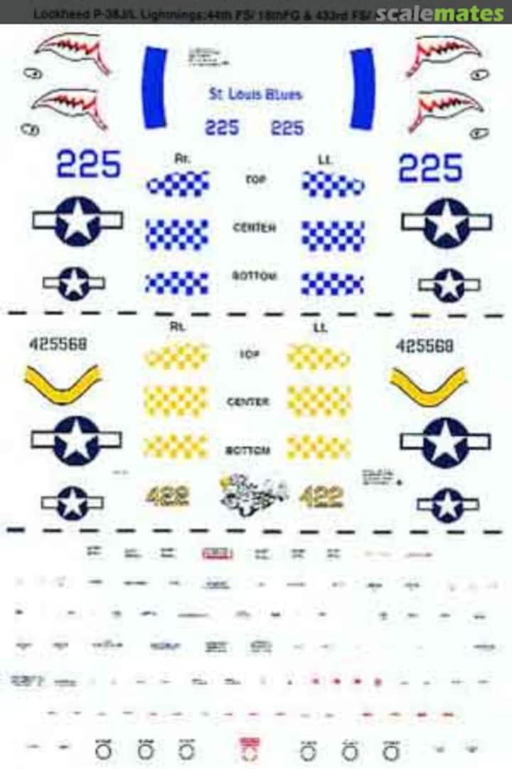 Boxart Lockheed P-38J/L Lightnings: 44th FS/ 18th FG & 433rd FS/ 475th FG 72-865 Microscale