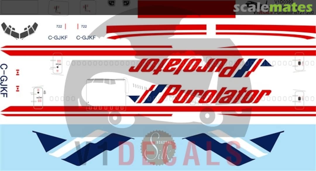 Boxart Purolator Boeing 727-200 V1D0399-144 V1 Decals