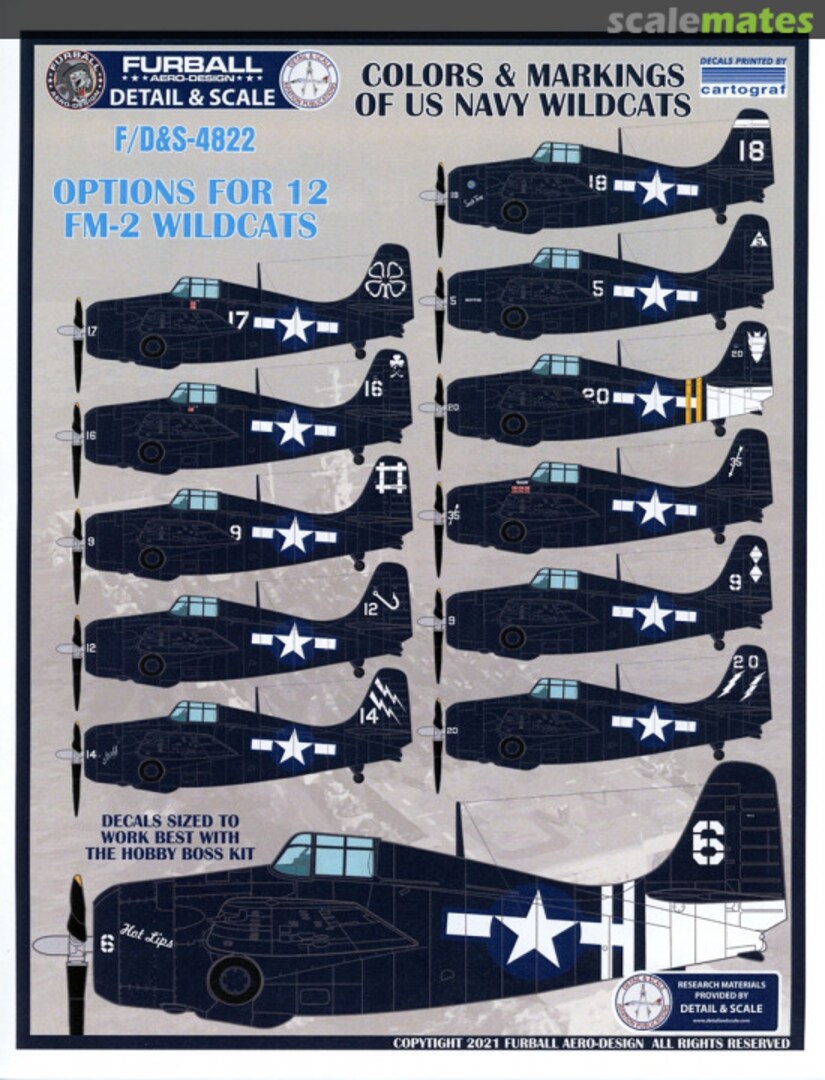 Boxart Colors and Markings of US Navy Wildcats F/D&S-4822 Furball Aero-Design