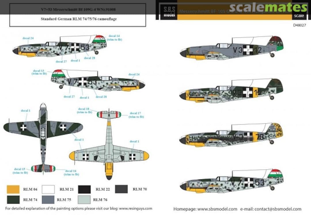 Boxart Bf-109G-2, G-4 in Hungarian service WWII D48027 SBS Model