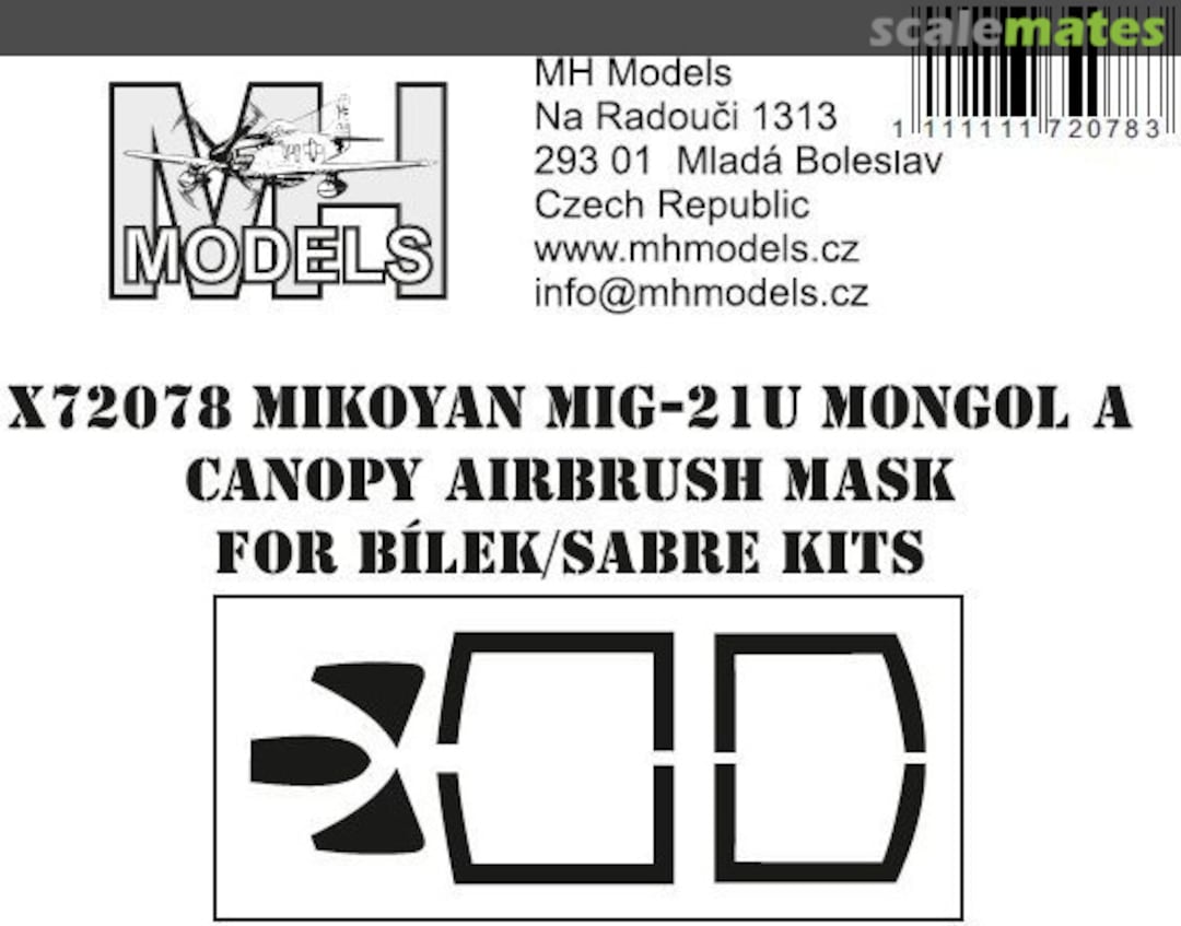 Boxart Mikoyan Mig-21U Mongol A Canopy Airbrush Mask X72078 MH Models