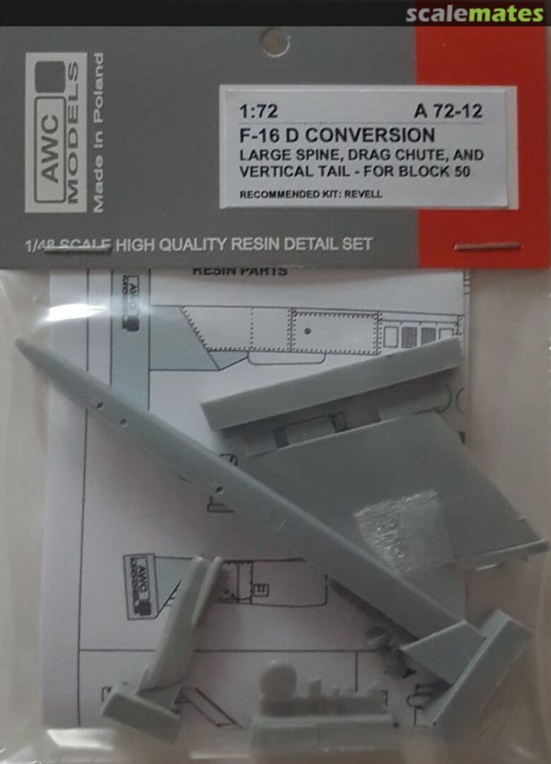 Boxart F-16 D Conversion, Large Spine, Drag Chute and Vertical Tail for Block 50 A72-12 AWC Models