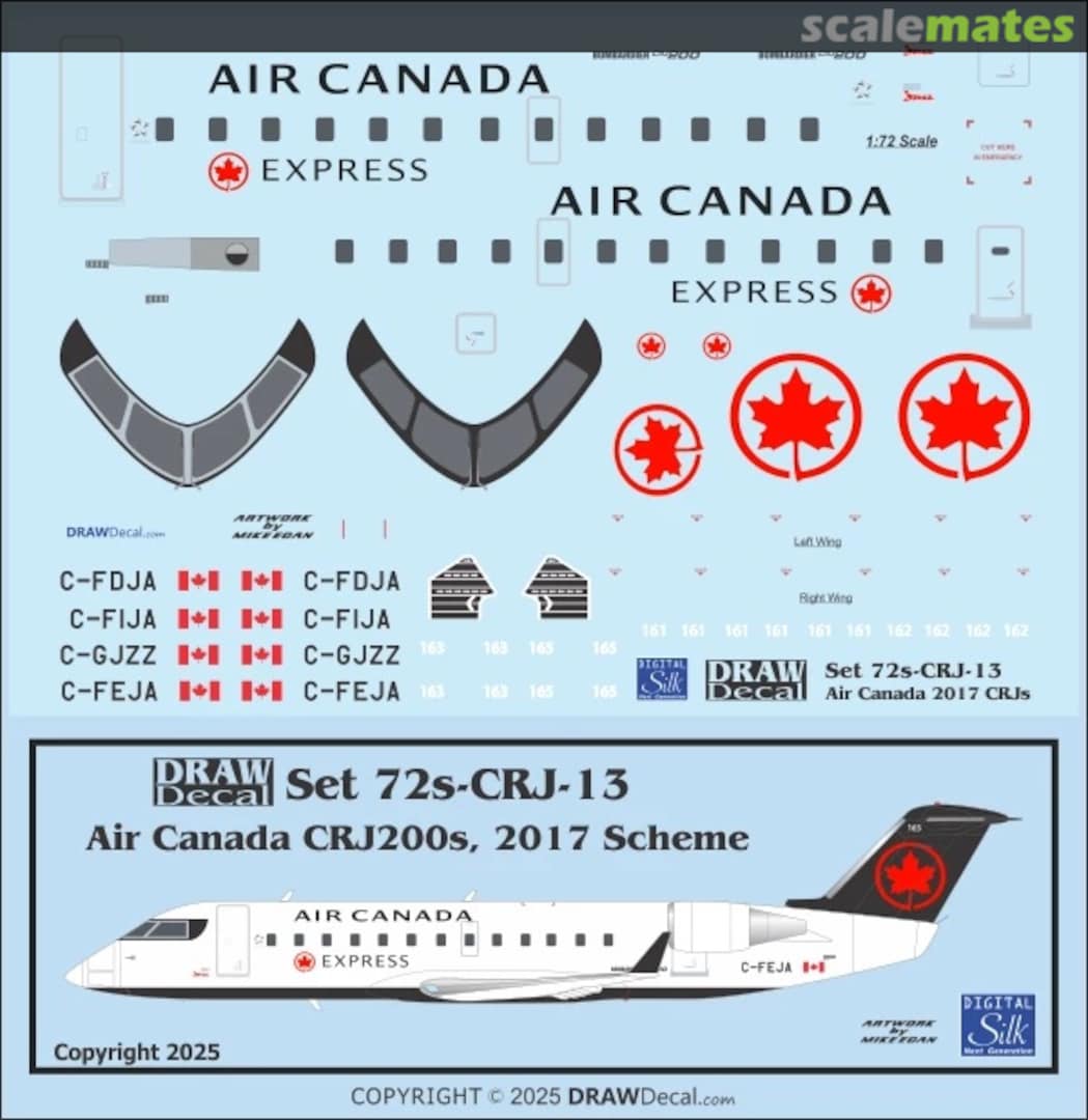 Boxart Air Canada 2017 Scheme CRJ200s 72-CRJ-13 Draw Decal