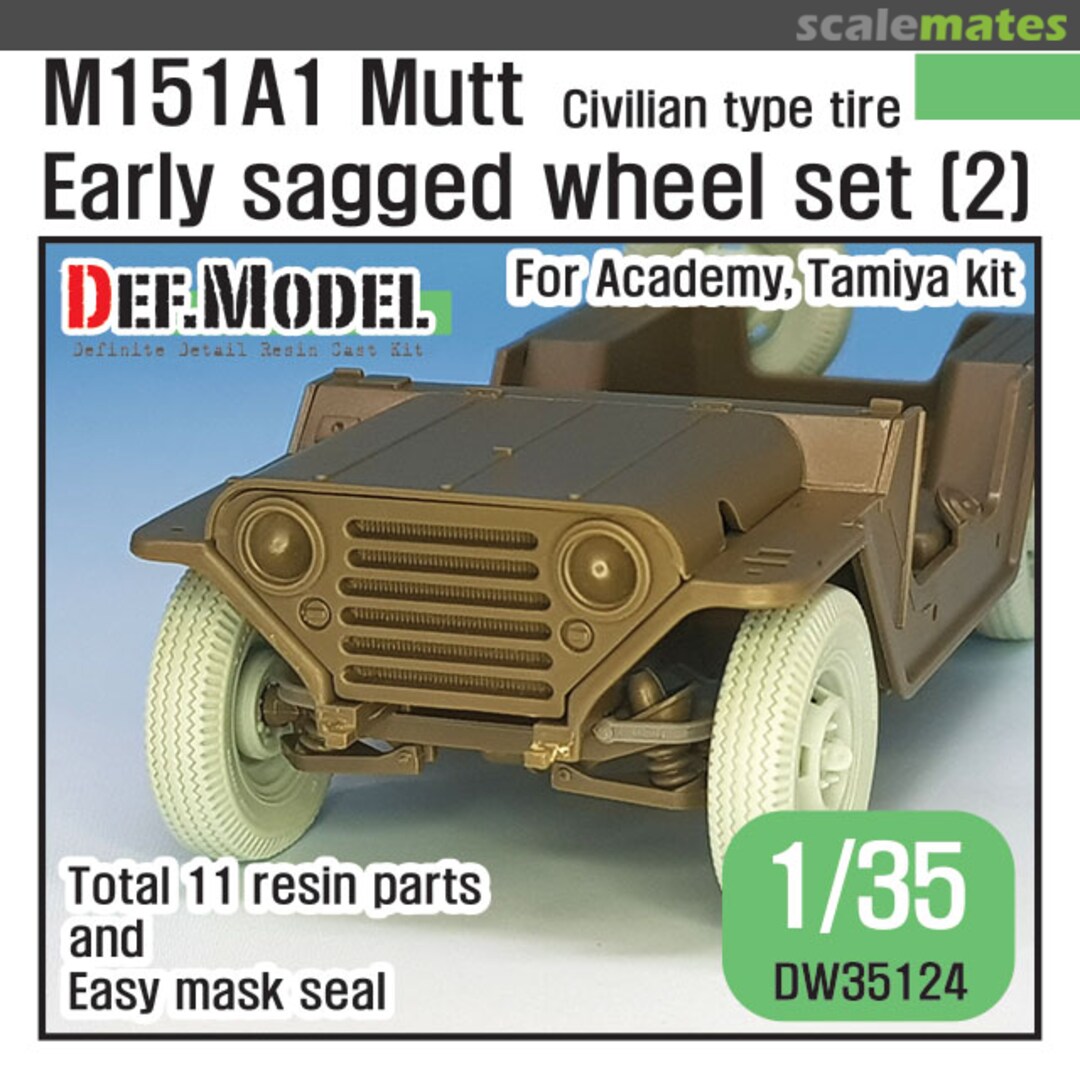 Boxart M151A1 Mutt Jeep Early Sagged Wheel set (2) DW35124 Def.Model