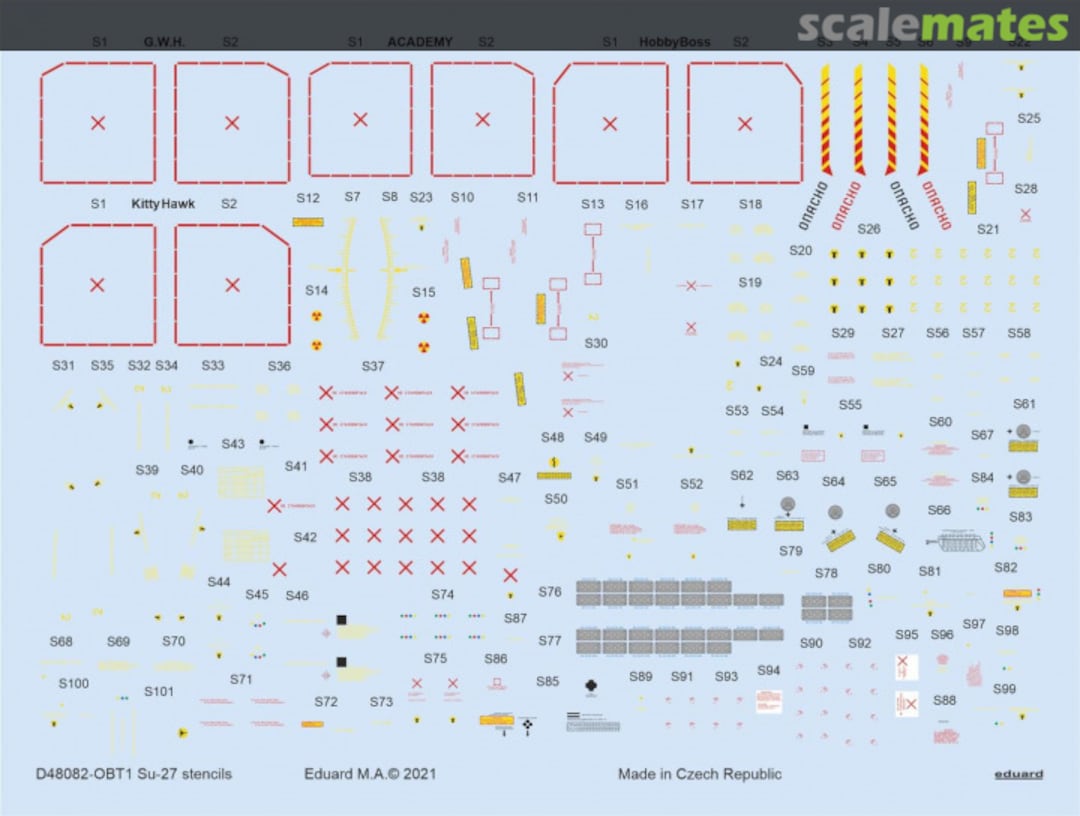 Boxart Su-27 stencils D48082 Eduard