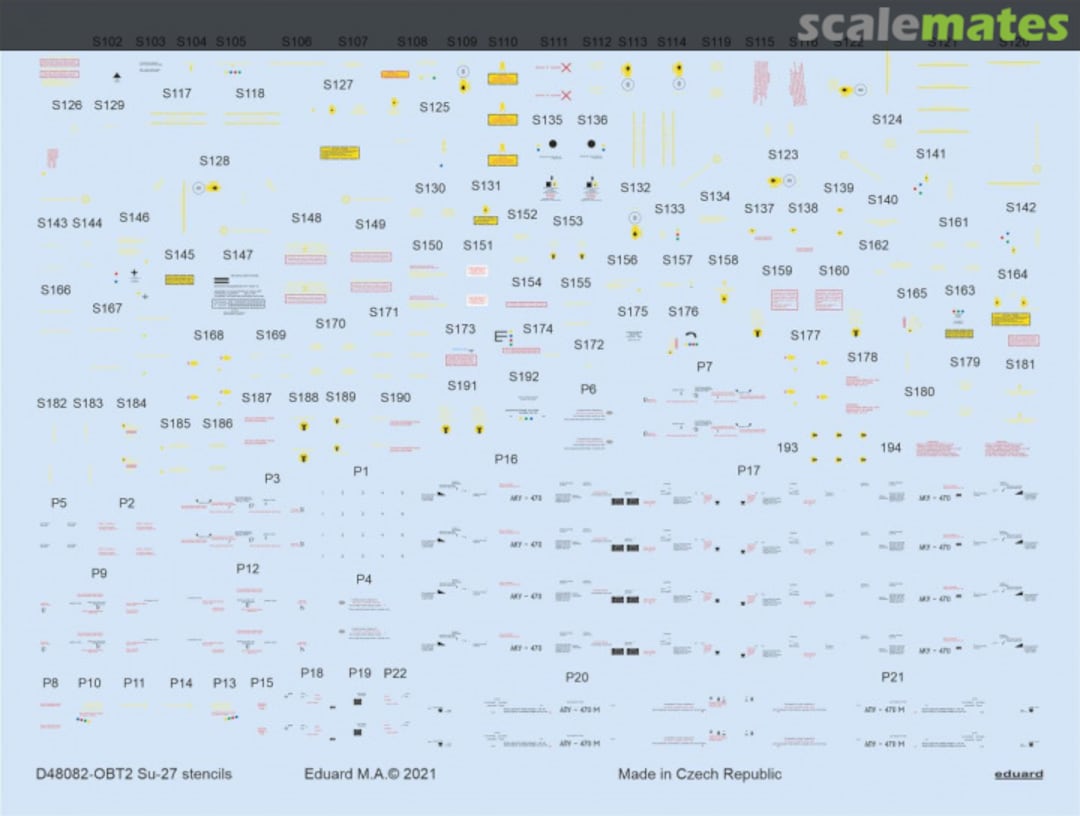 Contents Su-27 stencils D48082 Eduard