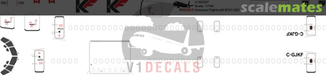 Boxart Kelowna Flightcraft Boeing 727-200 V1D0337-144 V1 Decals