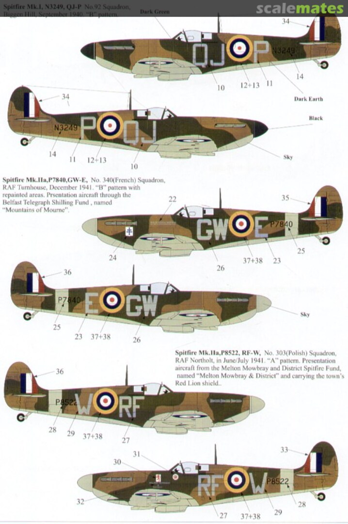 Contents Spitfire Mk I/II. Type 300 Prototype X72-075 Xtradecal