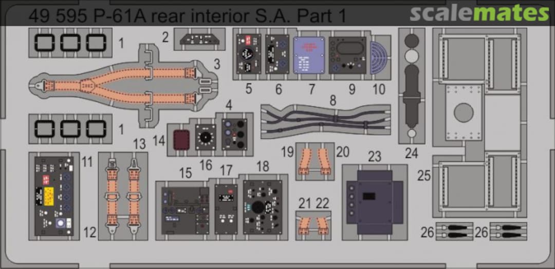 Boxart P-61A Rear Interior S.A. Pre-Painted Photoetch Set 49595 Eduard