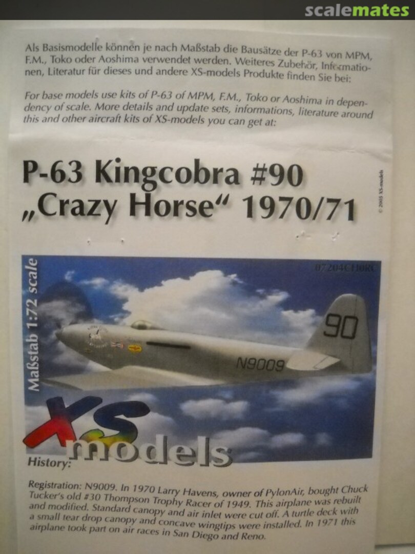 Boxart P-63 Kingcobra #90 "Crazy Horse" 1970/71 07204CH0RC XS-models