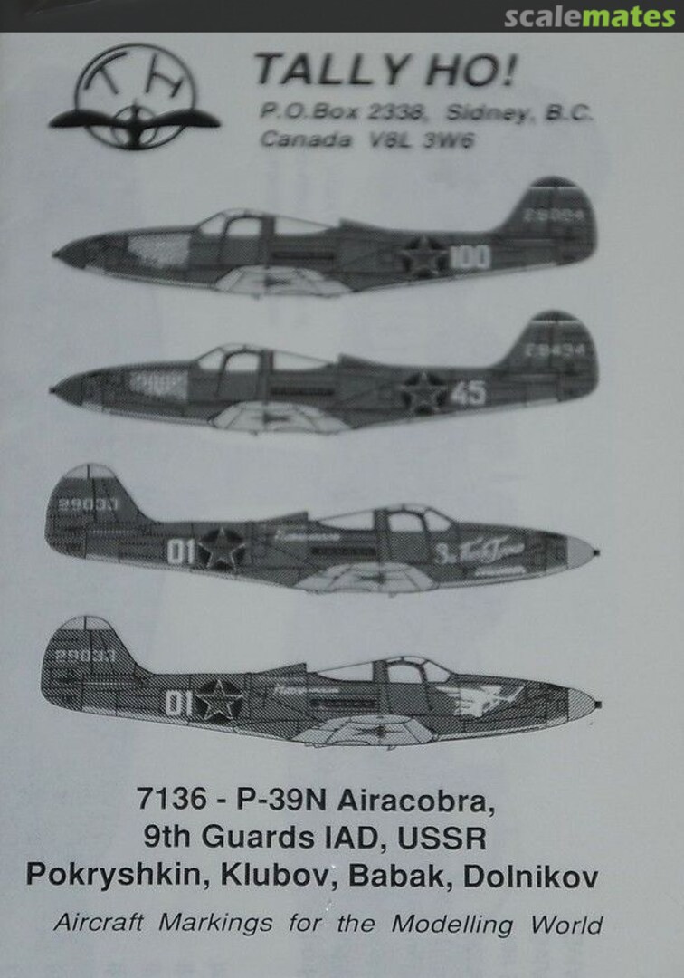 Boxart P-39N Airacobra, 9th Guard IAD, USSR 7136 Tally Ho! (Canada)