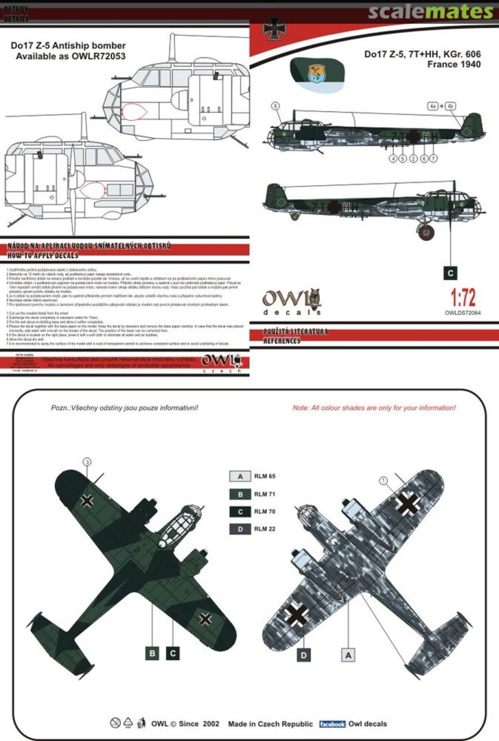 Boxart Do 17 Z-5, 7T+HH, KGr. 606 France 1940 OWLDS72064 OWL