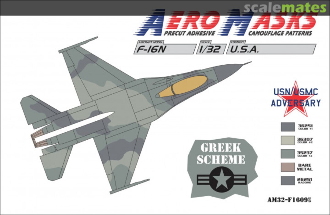 Boxart F-16N USA USN USMC Adversary Greek Scheme AM32-F1609 AeroMasks