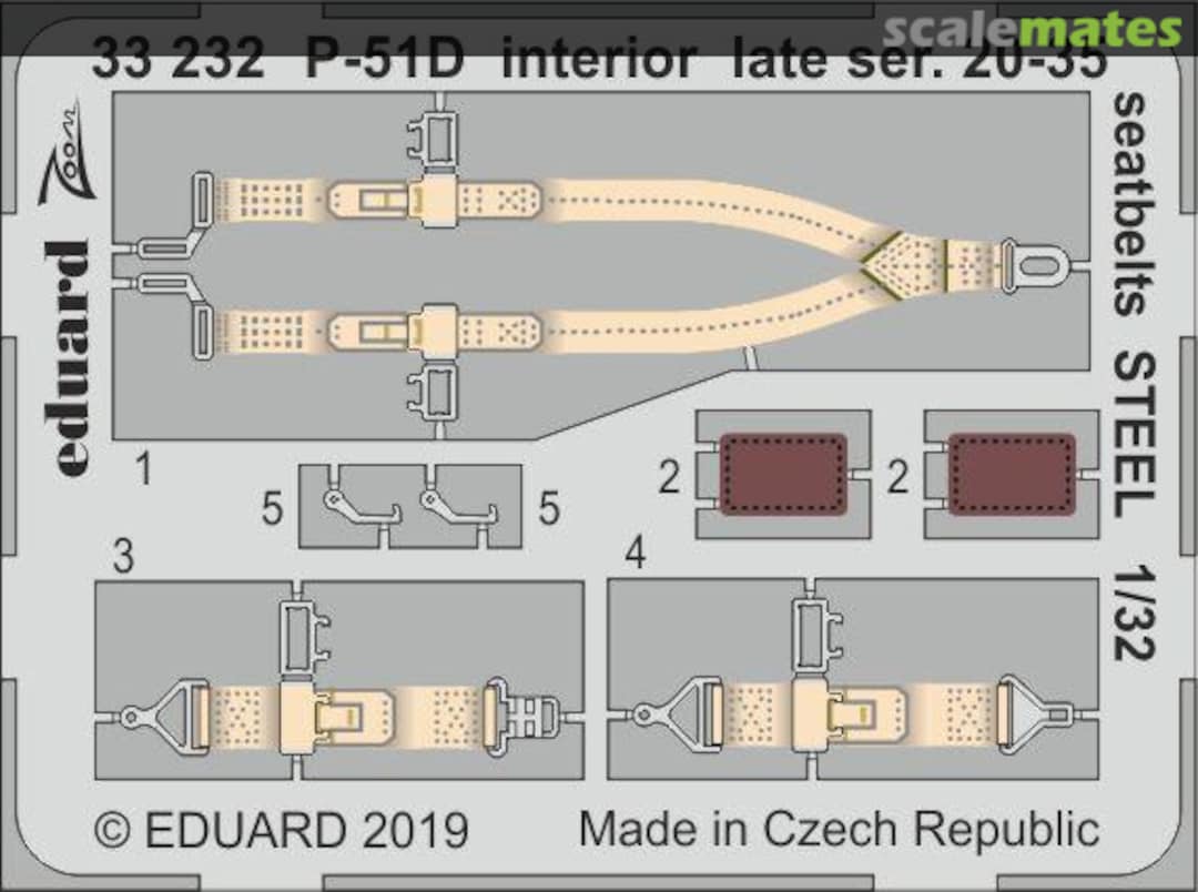 Boxart P-51D interior late ser. 20-35 seatbelts STEEL 33232 Eduard