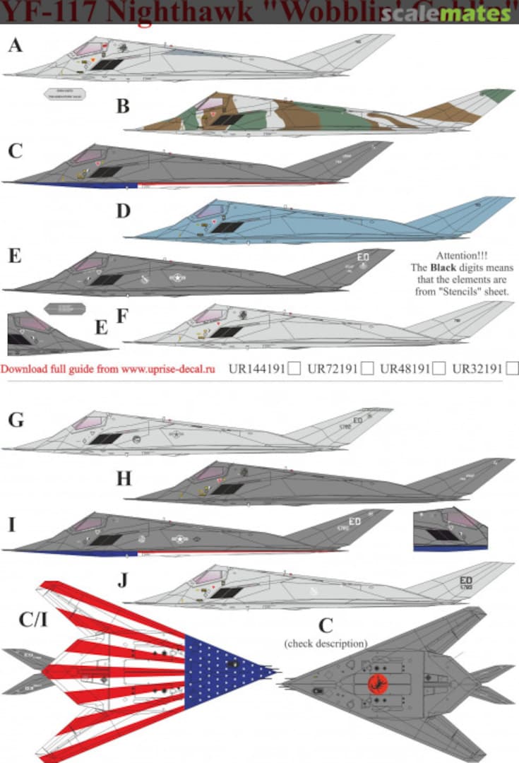 Boxart YF-117 Nighthawk Wobblin' Goblin with stencils ur72191 UpRise