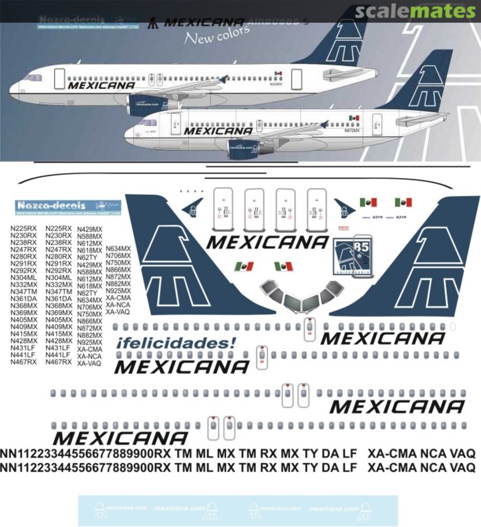 Boxart Airbus A319-112, A320-231 MEX007 Nazca decals