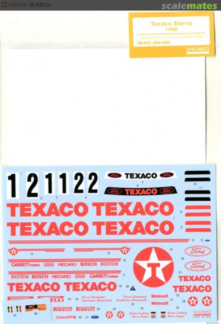 Boxart Ford Sierra Texaco 1988 SHK-D162 Shunko Models