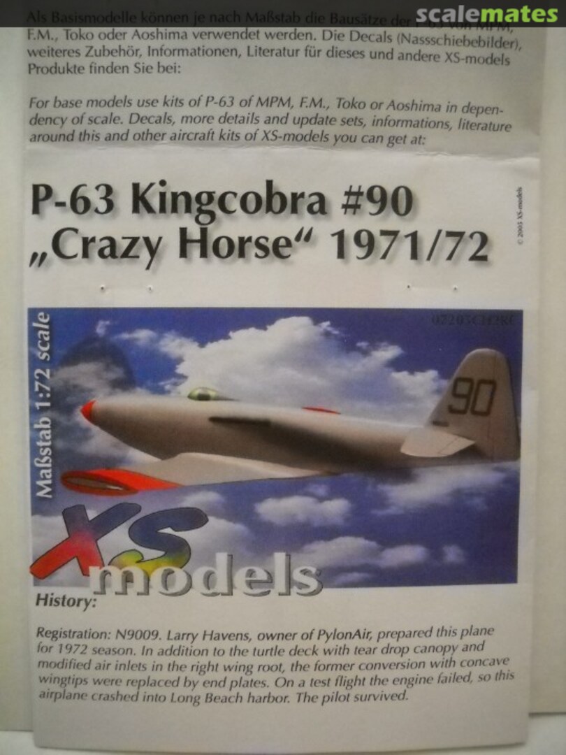 Boxart P-63 Kingcobra #90 "Crazy Horse" 1971/72 07205CH2RC XS-models