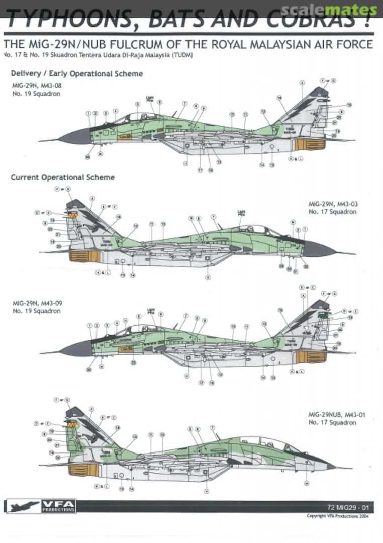 Boxart TYPHOONS, BATS AND COBRAS! 72MIG29-01 VFA Production