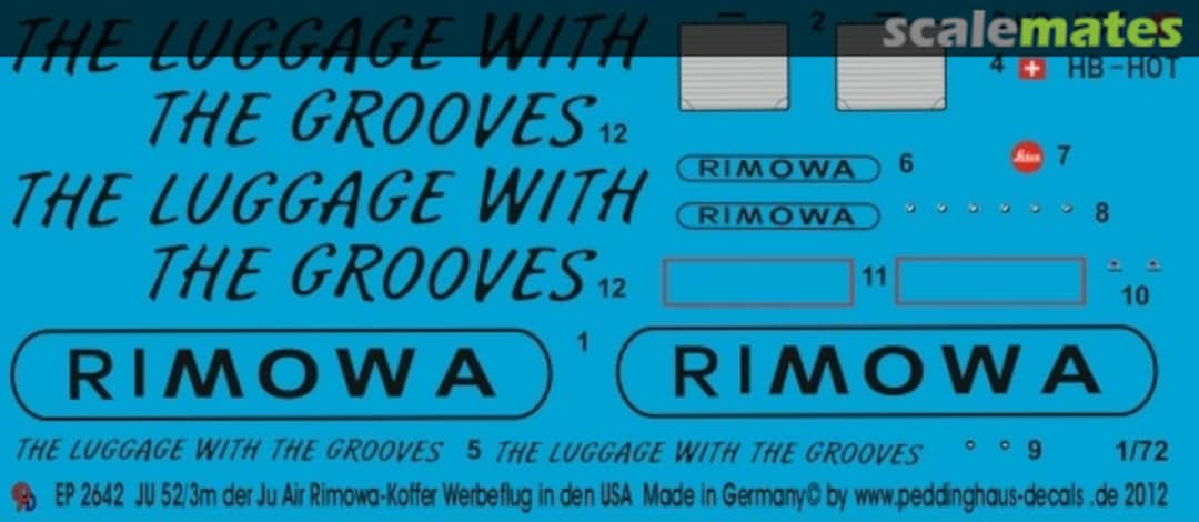 Boxart JU 52/3m der Ju Air Rimowa Koffer Werbeflug in den USA EP 2642 Peddinghaus-Decals