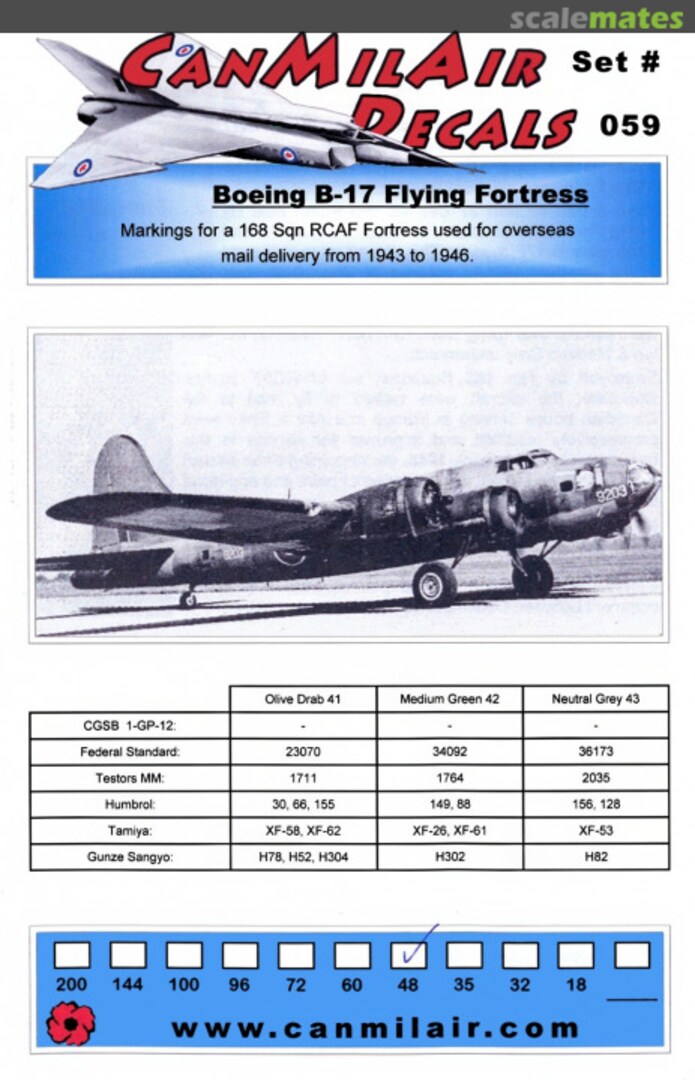 Boxart Boeing B-17 Flying Fortress 059 CanMilAir