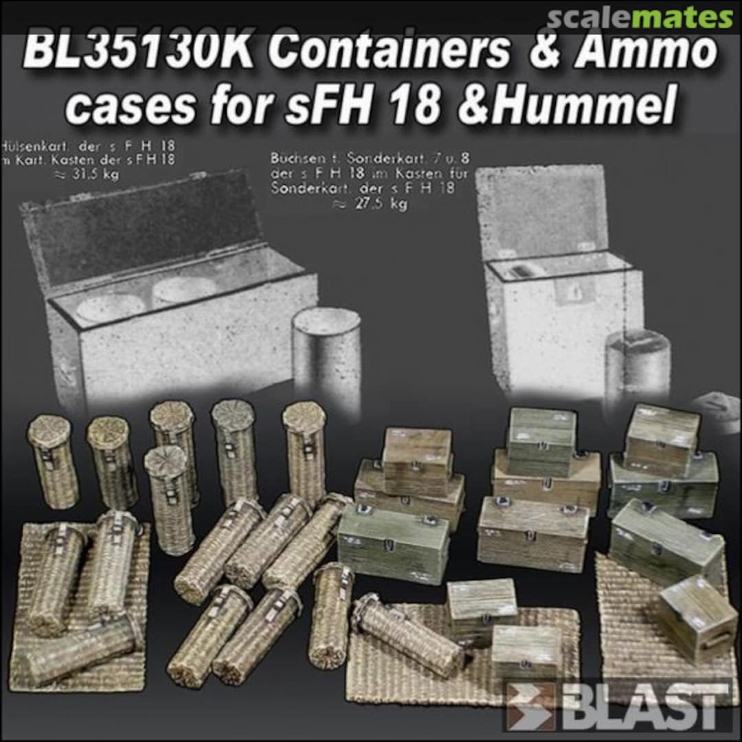 Boxart Containers and ammo cases for German sFh 18 & Hummel BL35130K Blast Models