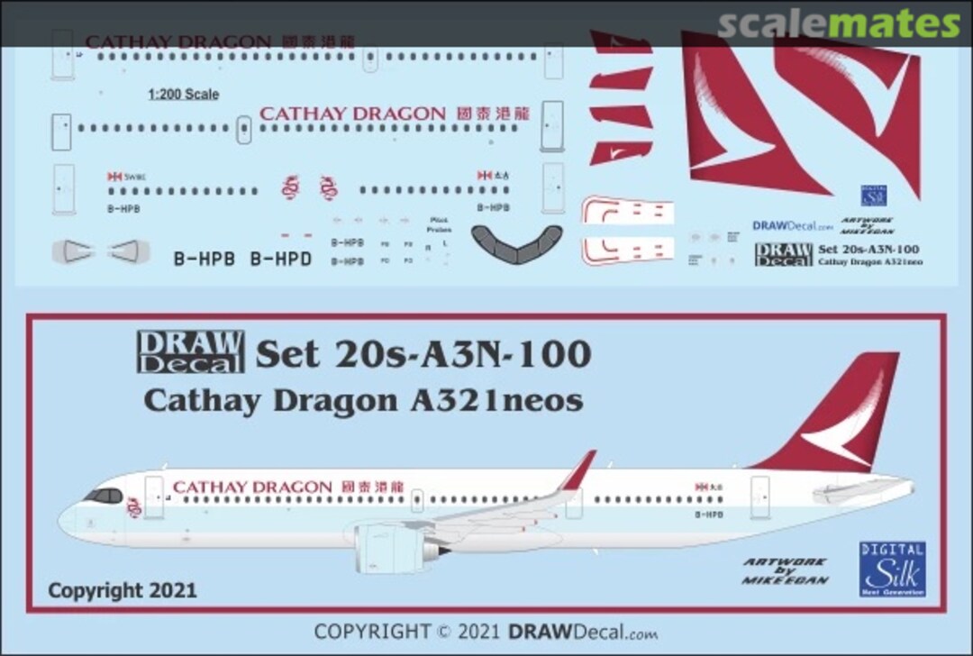 Boxart Cathay Dragon A321neo 20-A3N-100 Draw Decal