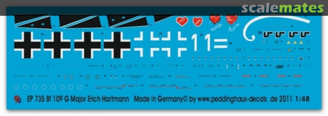 Boxart Bf 109 G Major Erich Hartmann EP 735 Peddinghaus-Decals