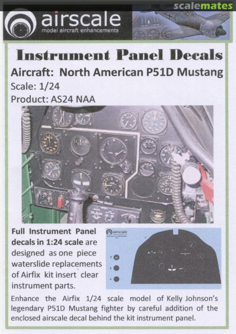 Boxart Instrument Dial Decals - P-51D Mustang AS24 NAA Airscale