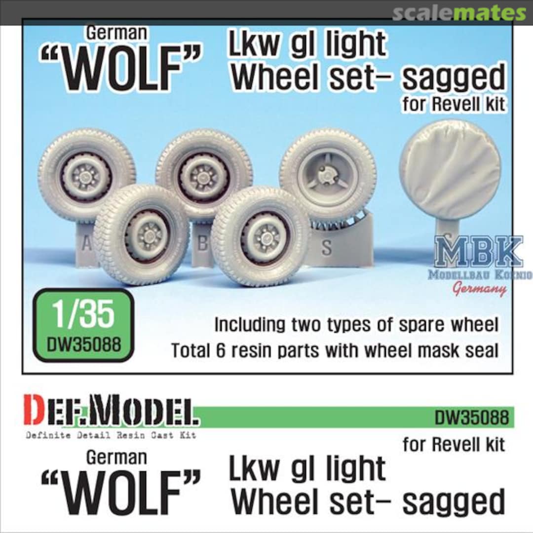 Boxart German 'Wolf' Lkw gl light Wheel set - sagged for Revell kit DW35088 Def.Model