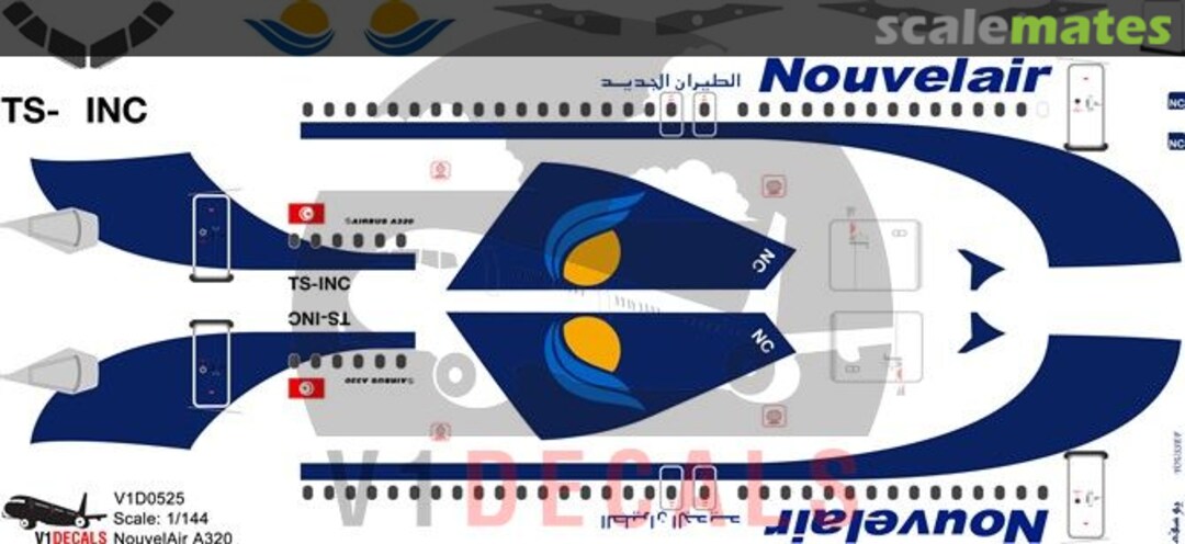 Boxart Nouvelair Airbus A320 V1D0525-144 V1 Decals