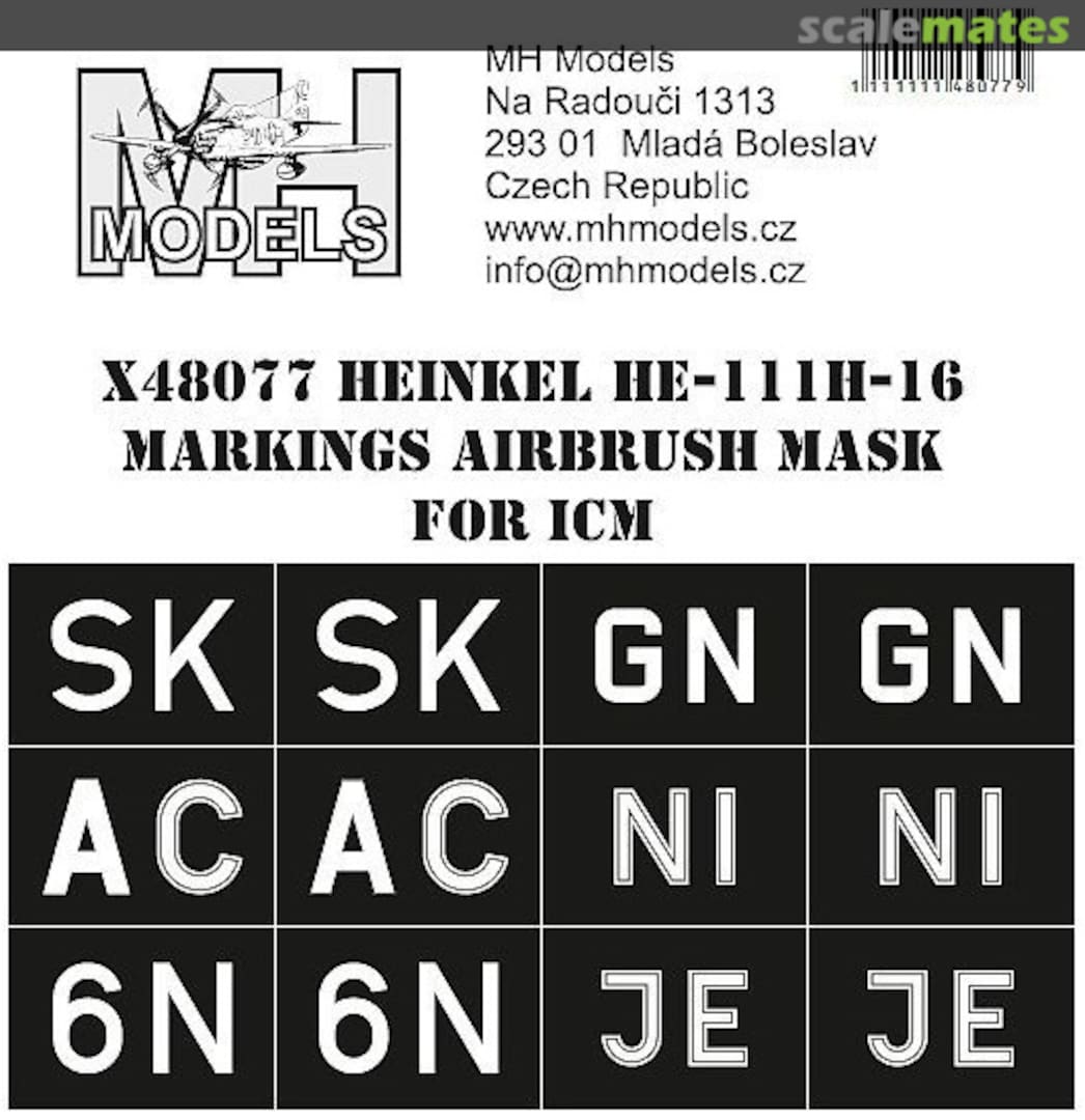 Boxart Heinkel He-111H-16 Markings Airbrush Mask X48077 MH Models