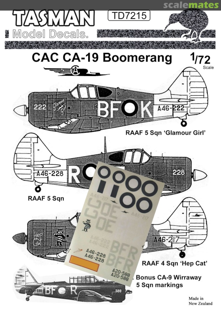 Boxart CAC CA-19 Boomerang TD7215 Tasman Model Products