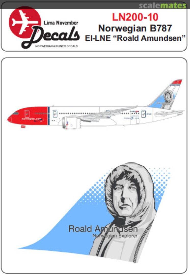 Boxart Norwegian Boeing 787-800 EI-LNE 'Roald Amundsen' LN200-10 Lima November Decals