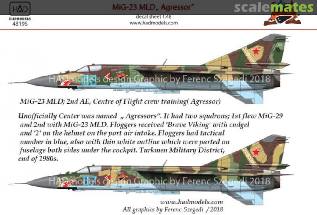 Boxart MiG-23 MLD Aggressors Decal Sheet 48195 HADmodels 