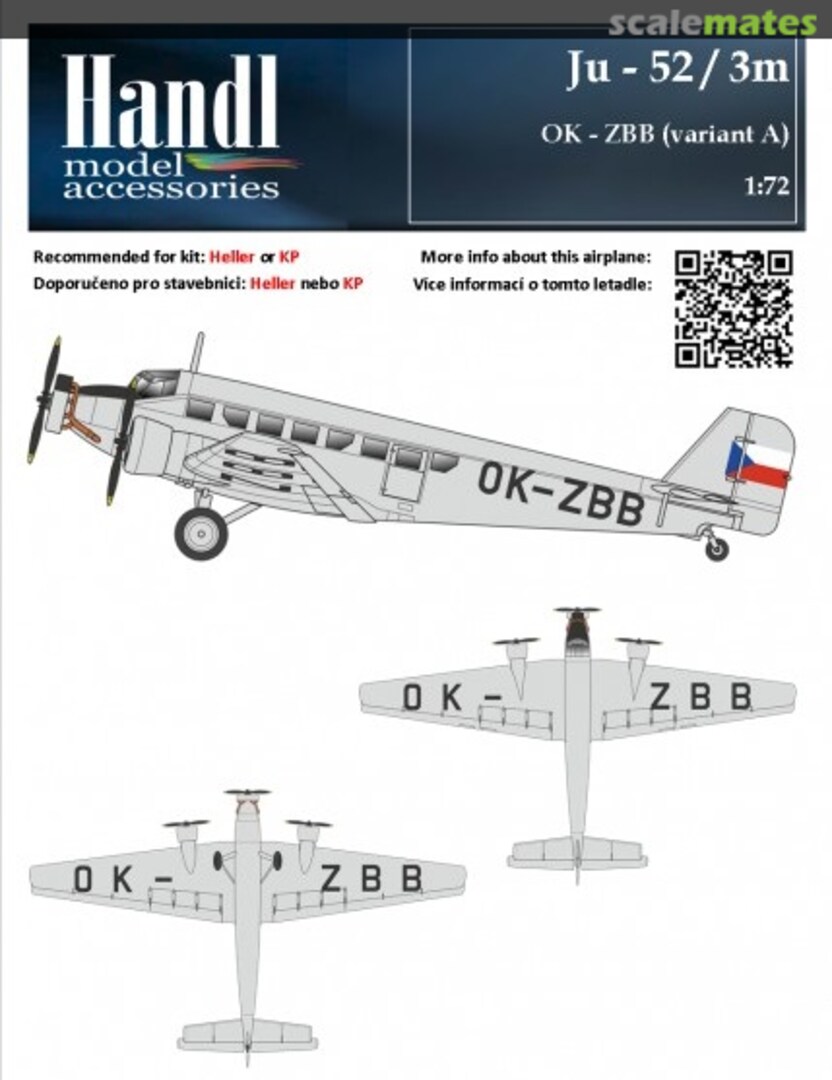 Boxart Ju-52 / m3 OK-ZBB (variant A) 059072 Handl