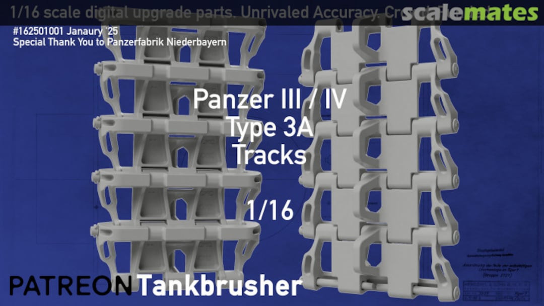 Boxart Panzer III / IV Type 3A single link workable track 162501001 Tankbrusher Scale Modeling