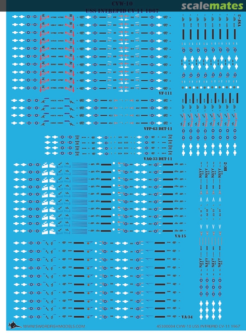 Boxart CVW-10 Decals USS INTREPID CV-11 (1967) 45300004 Swordfish