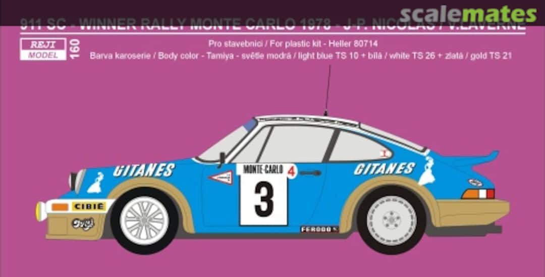 Boxart Porsche 911 SC Rally Monte Carlo 1978 - J.P.Nicolas 160 REJI Model