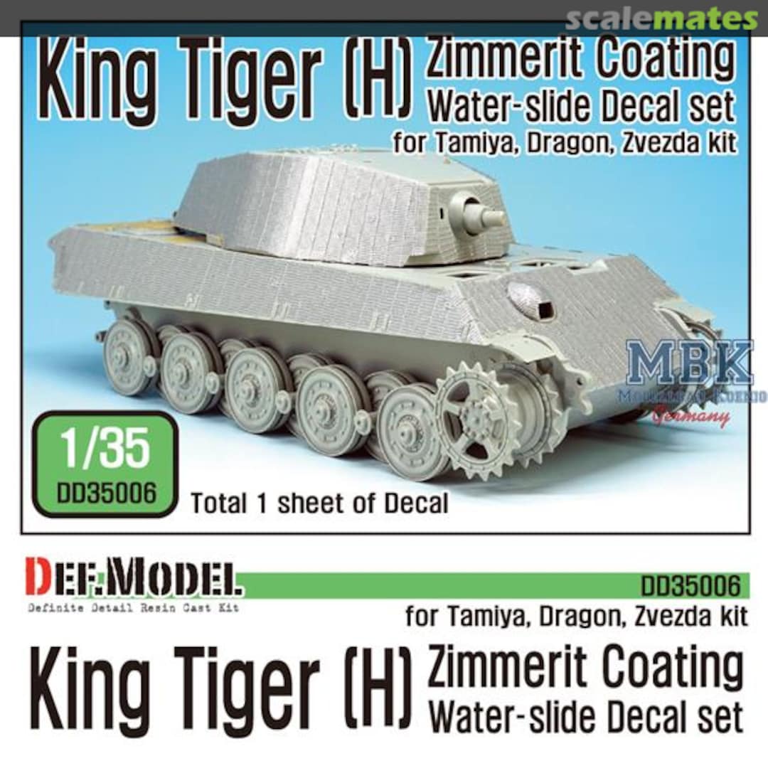 Boxart King Tiger [H] Zimmerit Decal set DD35006 Def.Model